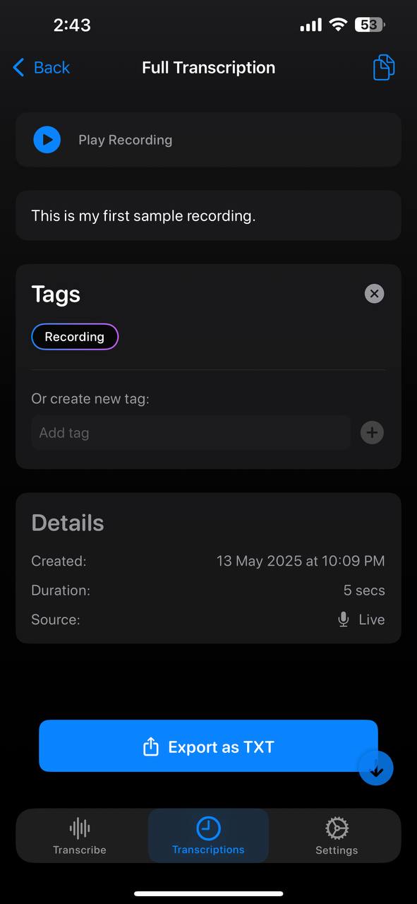 Tagging Feature