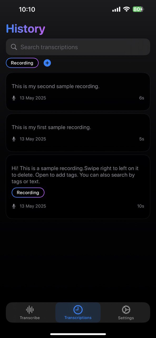 VoiceNote App Home Screen